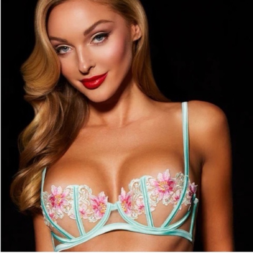 HONEY BIRDETTE AMELIE Mint Floral Bra 36H RARE🔥 - Picture 2 of 7